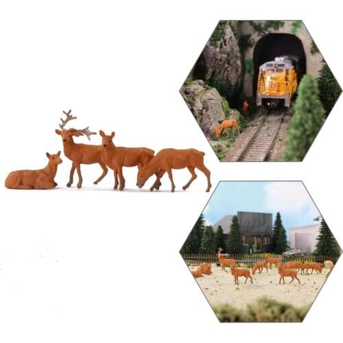 12pcs/24pcs Model Railway HO Scale 1:87 Painted Wild Animal Moose Elk PVC Model Deer AN8714