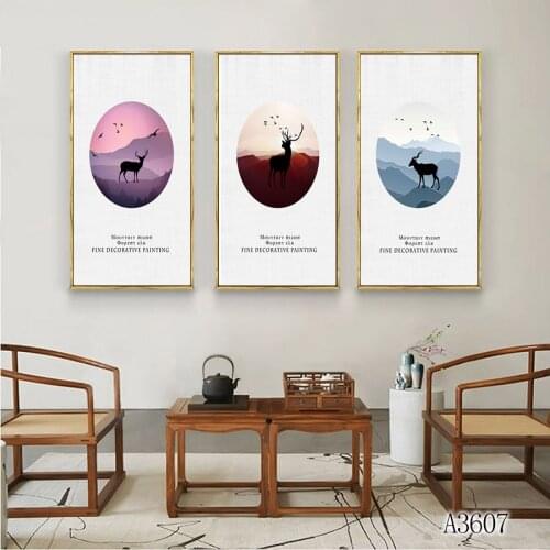 Modern Abstract Oil Painting Print on Canvas 3pcs Cartoon Animal Landscape Canvas Art Printing Wall Art Picture for Home Decor