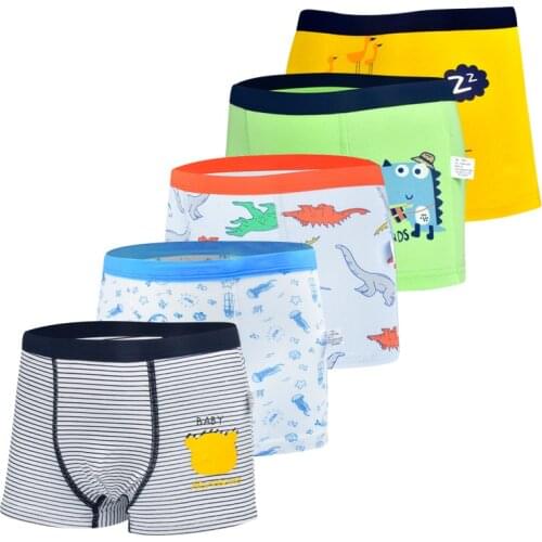 5pcs/Lot Boys Boxer Briefs Kids Cotton Underwear Baby Boy Underpants Teenager Cartoon Print Soft Children Panties 1-14 Year