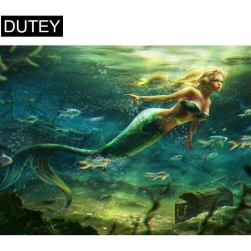 Full Square/Round Drill 5D DIY Diamond Painting"Mermaid swimming" Embroidery Cross Stitch Mosaic Home Decor Gift JCC