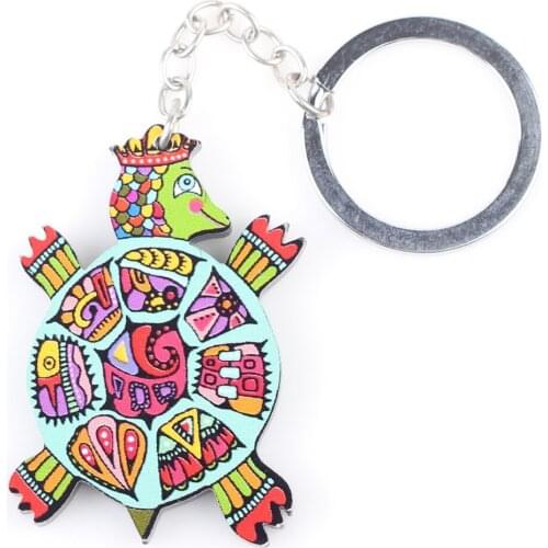 Bonsny 2015 Newest Turtle Acrylic Marvel Key Chain For Keys Women Girl Decorative Keychain Charm Pendant Jewelry Aceessories