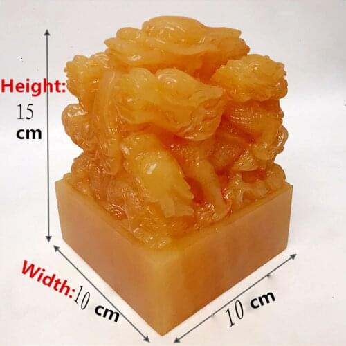 Boutique 9 Dragons Anicent China Emperor Natural jade seal Artwork ornament collection Art gift ornament Natural jade seal