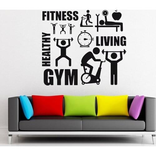 Home Art Wall Sticker Decal Healthy Living Lifestyle Sport Motivation Fitness Gym Decor Vinyl Art Stickers Mural D208