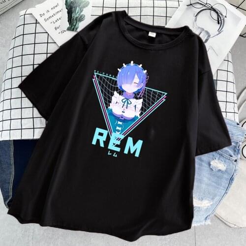 Top Print Anime Re Zero T Shirt Women Sexy Girl Short Sleeve Manga Cosplay Tshirt Cute Loli Rem Harajuku Funny Women Graphic Tee