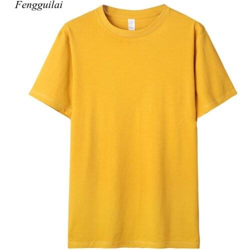 Cotton Solid Color Breathable Loose Round Neck Mens and Womens Shirt Casual Comfortable Summer T-Shirt