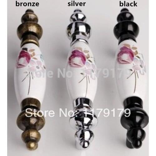 76mm rustico ruralceramic furniture handles bronze silver black kitchen cabinet drawer dresser door handles pulls knob 3" chrome