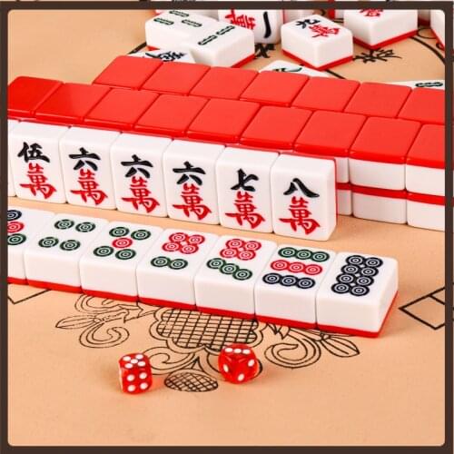 Chinese Standard Pink Mahjong Large 40mm Game 144 Set High Quality Cute Travel Mahjong Storage Box Gra Planszowa Family Games