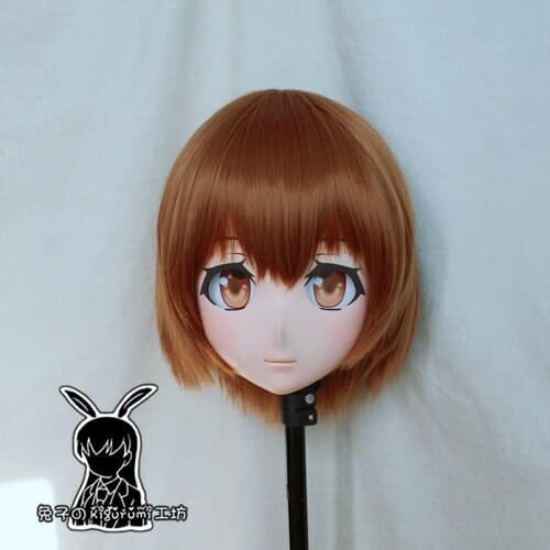 Rabbit 91) Resin Cross dress Pretty Girl Head BID Doll Mask Japanese Anime Kigurumi Mask Cosplay with Wig