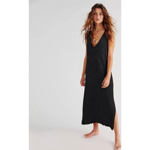 2021 Summer On Trend Crochet Granny Dress Transparent Sexy Bikini Cover Up Holiday Beach Collocation Sundress Camisole Dress