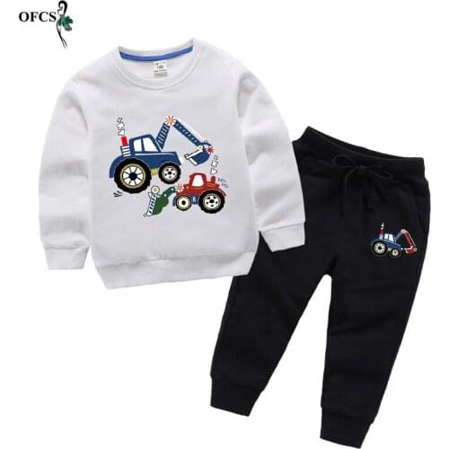 Hot Children suit Autumn Girls Long Sleeve Cartoon Jackets Top Sets Kids Casual Loose Knitted Cotton T-shirt Tee +Pant Outerwear