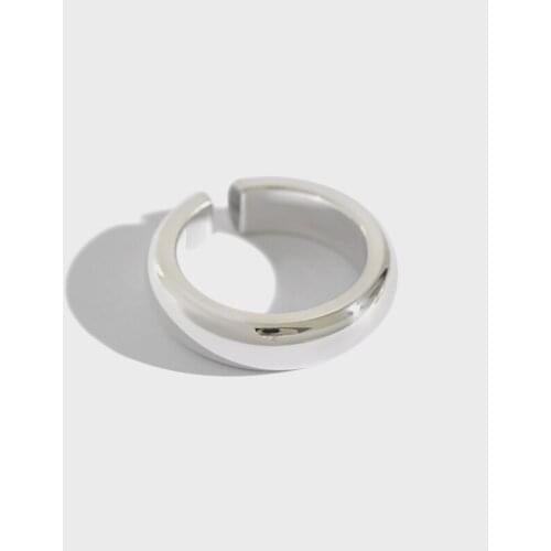 Minimalist 100% Authentic 925 Sterling Silver Fine Jewelry High Polished Rounded Geometric Ring J45