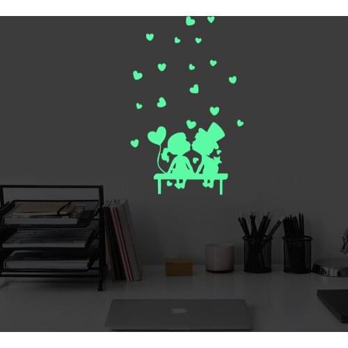 Cartoon Character Love Wall Sticker Glow in the Dark Switch Kids Room Children Boy Girl Bedroom Home Decor Luminous PVC Sticker