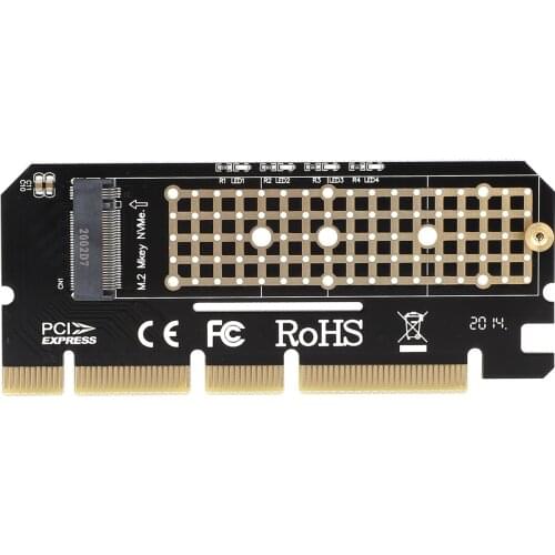 Desktop PCI-E X4 to 1 port M-KEY PCI-E NVME M.2 SSD Expansion Card Supports M.2 Card Size 2230 2242 2260 2280