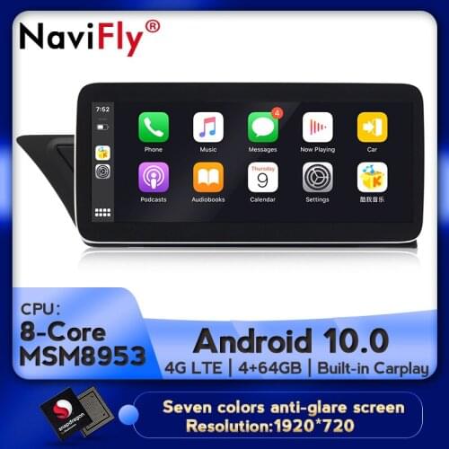 NaviFly Android 10.0 Car Multimedia Player For Audi A5 A4L B8 2009-2016 GPS Navigation API29 IPS 1920*720 DSP Wireless Carplay