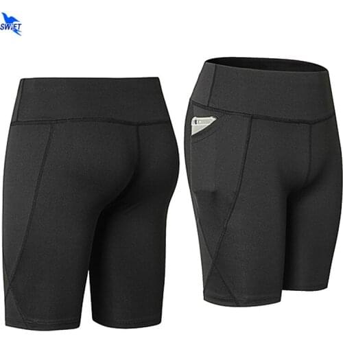 NEW Sexy Pocket Gym High Waist Women Shorts Compression Fitness Tights Athletic Clothing Yoga Sports Trousers Running Leggings