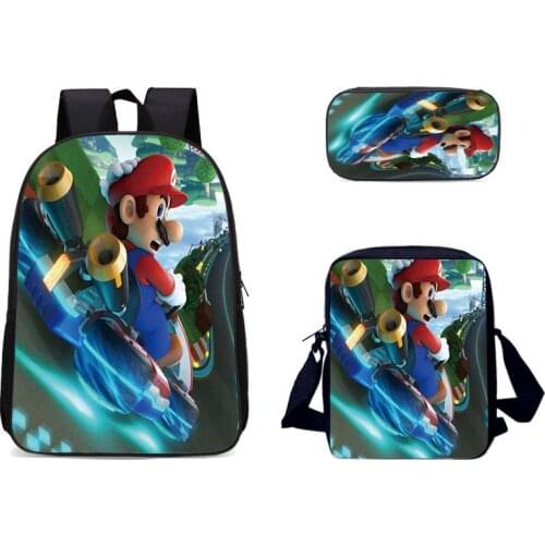 New Backpack for Kid Girl Boy Cartoon Anime Schoolbag 3pcs Set School Backpack Escolar Infant Kids Bag