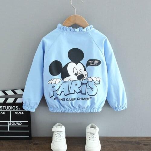 Autumn Kids Clothes Cartoon Mickey Mouse Printed Toddler Girls Jacket Coats Spring Teenagers Children Boys Windbreaker