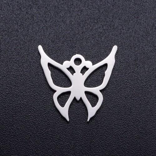 10pcs Polished Real Stainless Steel Butterfly Charms Butterfly Pendant for DIY Necklace Bracelet Jewelry Making