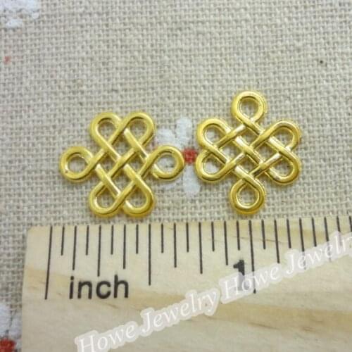 40pcs Charms Chinese knot Pendant Gold color Zinc Alloy Fit Bracelet Necklace DIY Metal Jewelry Findings