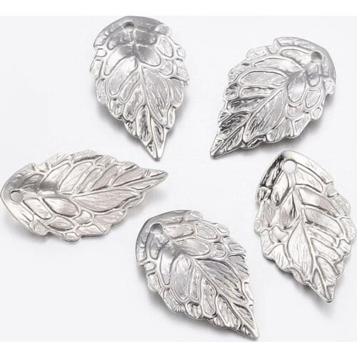 200pcs 304 Stainless Steel Leaf Charms Pendants for jewelry Bracelet Necklace DIY making,Stainless Steel Color