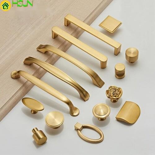 Various Brass styles/Gold Knobs Solid Cabinet and Handles Drawer Furnitures Cupboard Wardrobe golden Knobs