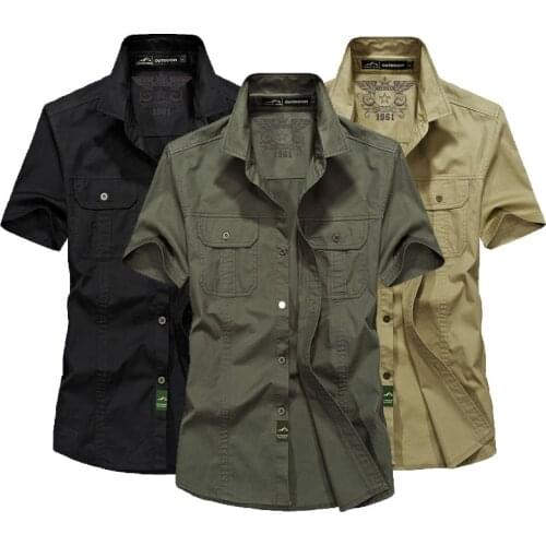 2020 Summer Shirts Men Slim Thin Cotton Short Sleeve Shirts Male Fashion Stylish Designer Military Mens Clothing