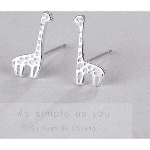 TAFREE Giraffe Bow Shaped Stud Earrings Bird Branch Silver-plated Pendientes Fashion Women Tiny Ear Jewelrys New E8302