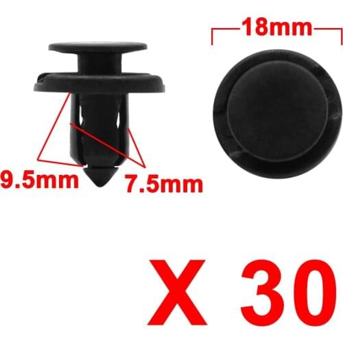 Uxcell 30pcs Black Under Engine Splash Guard Trim Fastener Clip Bumper Push Rivet 7.5mm