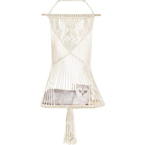 Rope woven children cat swing handmade DIY pet nest hammock Nordic tapestry hanging basket macrame pet hammock
