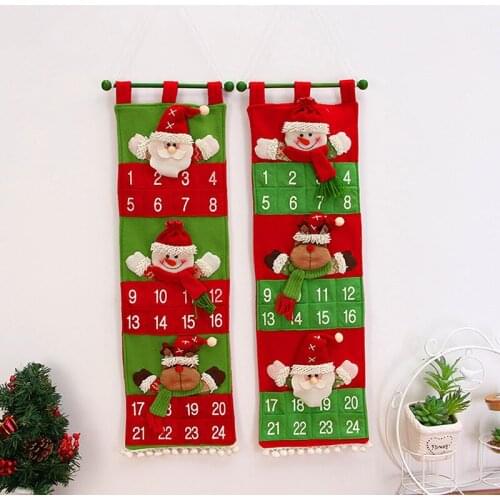 Felt Christmas Advent Calendars With Pockets Santa/Reindeer/Snowman/Forest Man Home Wall Decor Hangers