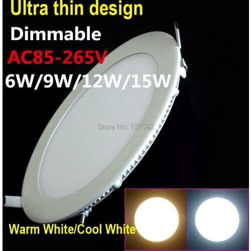 LED Downlight Dimmable 15W 12W 9W 6W Recessed LED Ceiling panel light AC110V/220V Warm White/Cold White LED Indoor Light