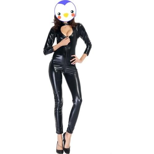 XXL Sexy Lingerie Latex Pvc Dress Jumpsuit Zentai Costume Women Black Catsuit Pole Dance Clothes Clubwear Bodysuit Game Uniforms