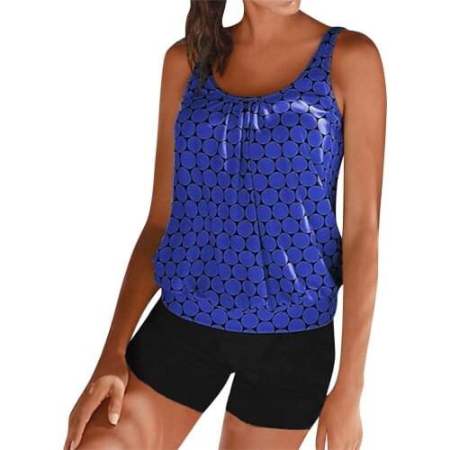 DotPrint Women Swimsuit 2021 Summer Tankini Swimjupmsuit Two-Piece Cover Up Beachwear Padded Bikini Mujer Set Swimwear Kупальник