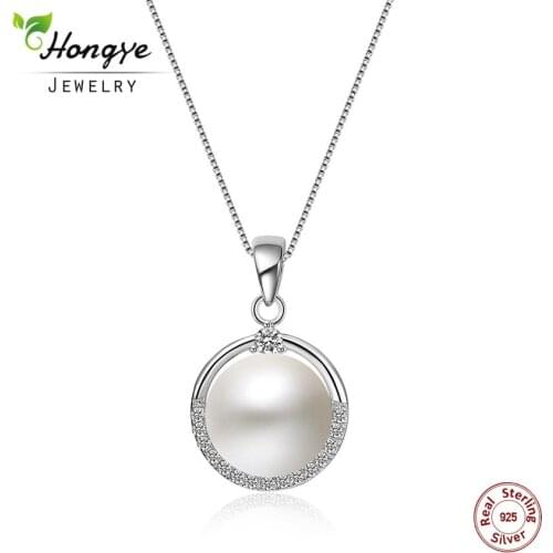 Hongye 2020 Classic Big Natural Freshwater Pearl Pendants 925 Sterling Silver Necklace Elegant Chic simple for Women Jewelry