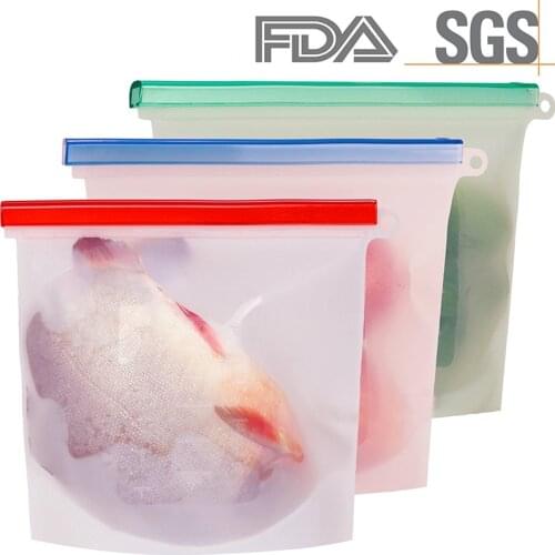 1000ml Vacuum Food Fresh Bags Wraps Reusable Silicone bags Fridge Food Storage Container Refrigerator Bag Smell-proof Bags 25