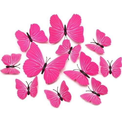 12pcs Pure color simulation butterfly wall stickers living room childrens bedroom wedding room decoration refrigerator stickers