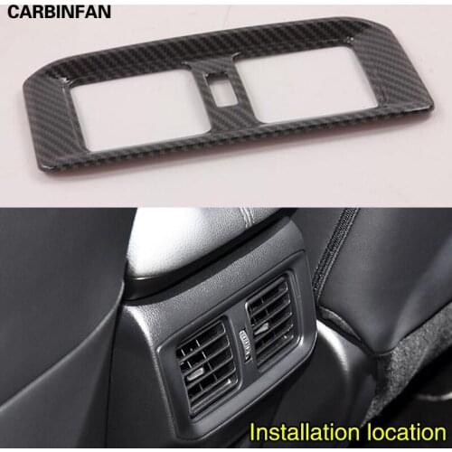 Car Air Conditioning Vent Outlet Cover Trim Armrest Box Half Pack Rear Carbon Fiber Style Car St For Toyota Rav4 Rav 4 2019 2020