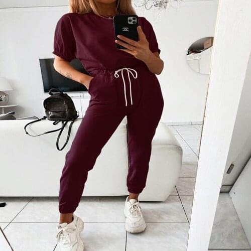 Pant Suits Tracksuit Women Summer Outsuits Puff sleeve T-Shirt And Harem Pant Two Piece Set Womens Clothing 2021 Y2K Shorts Set