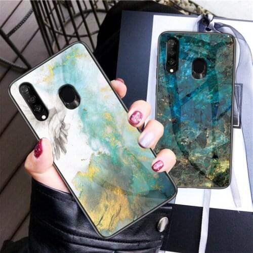 For Samsung Galaxy M30 Case Luxury Marble Grain Hard Tempered Glass Protective Back Cover Case for samsung m30 phone shell