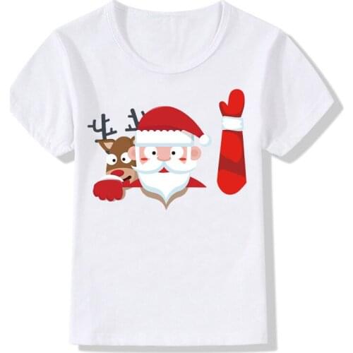 ZSIIBO Kids T-Shirt Girl Boy Fashion Christmas Cartoon Print White and Black Short Sleeve Round Collar Child Boy Girl T-Shirt