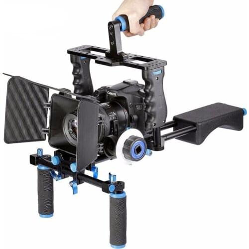 DSLR Rig Video Stabilizer Shoulder Mount Rig+Matte Box+Follow Focus Dslr Cage for Canon Nikon Sony DSLR Video Camcorder