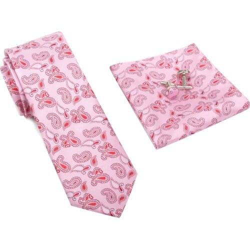 Neck Tie Set Floral Ties for men Mariage Handkerchief Pocket square Cuff links 7cm width Necktie Wedding Party Gift Towel