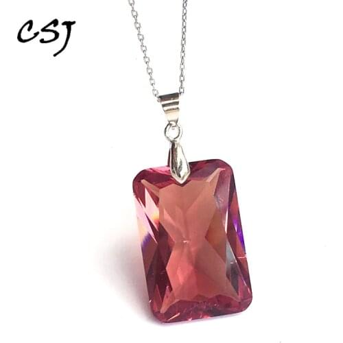 CSJ Big Stone Zultanite Pendant Sterling 925 Silver Created Sultanite OCT20*30mm Stone Color Change Fine Jewelry Women Party