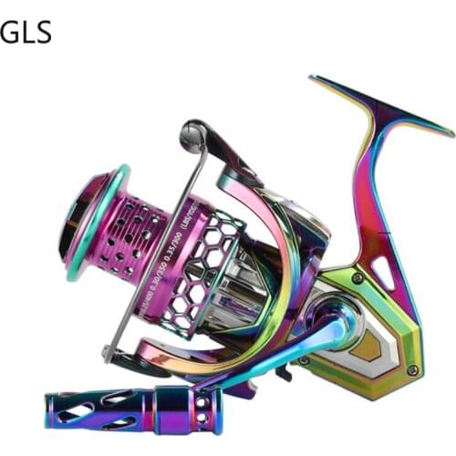 Multicolor 17+1BB Metal spool spinning wheel AK 2000-7000 Series Anti-corrosion Foot Seat Fishing Coil 4.6:1 Fishing Reel