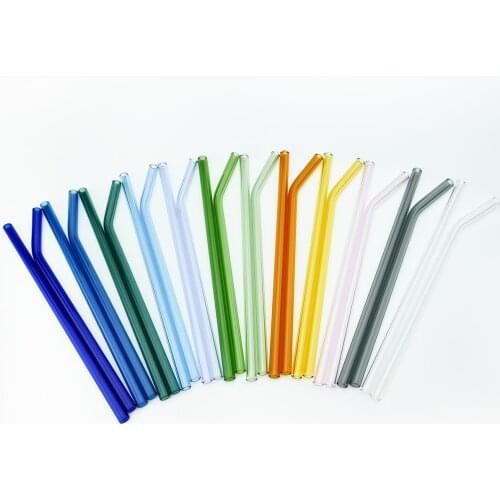 Reusable Drinking Straw Set High Borosilicate Glass Straw Eco Friendly for Smoothies Cocktails Bar Accessories Straw with Brush