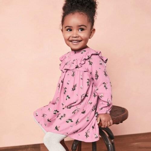 Spring Baby Girl Floral Dresses Kids Knitting Cotton Clothes Autumn Toddler Girl Christmas Outfits Printed Princess Dress 2T-7T