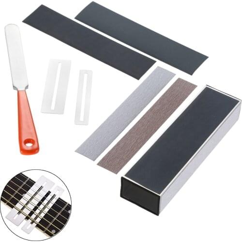 Guitar Luthier Tool Kit, 1 Fret Crowning Luthier File,1 Fret Sanding Leveler Beam Leveling Bar,2 Fingerboard Guard,4 Sandpapers