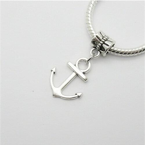 New 25pcs anchor charm Big Hole bead European Pendant fit for Pandora style Bracelets Necklace DIY Metal Jewelry Making 1