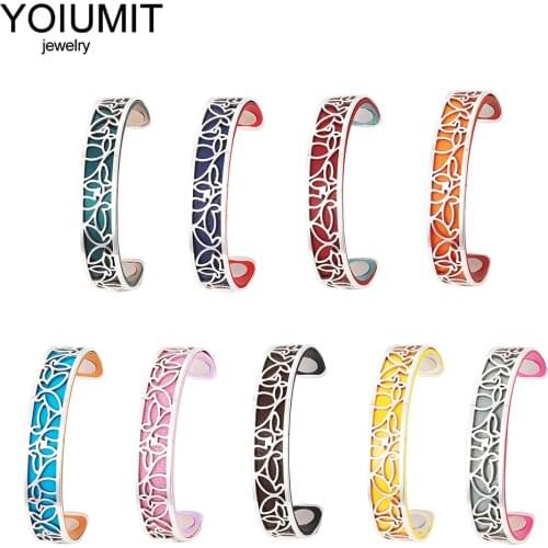 Yoiumit New 14MM Butterfly Bracelet Stainless Steel Jewelry Womens Cuff Interchangeable Leather Bracelets Boho 2021 Accessories