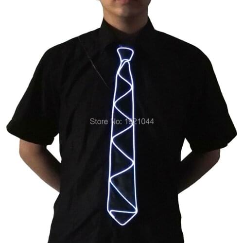 New Designer Glowing Flashing Necktie 10 Colors Choice Cool funny LED Neck Tie EL wire Ties For Evening Party Wedding decoration